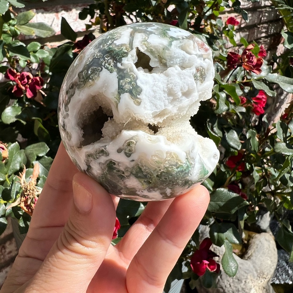 Druzy Moss Agate Sphere
